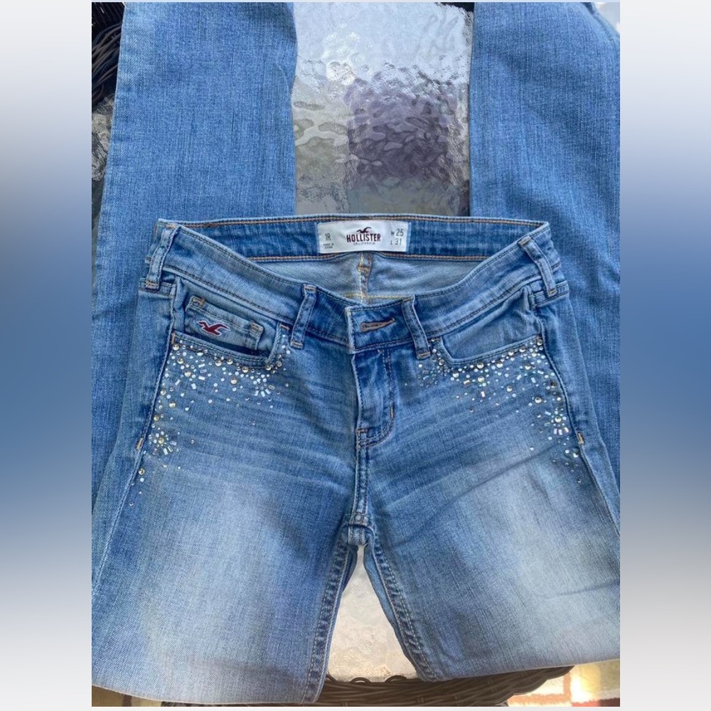 ✨Hollister Rhinestone Skinny Jeans Y2K Low Rise Size 1R (25W, 31L) ✨